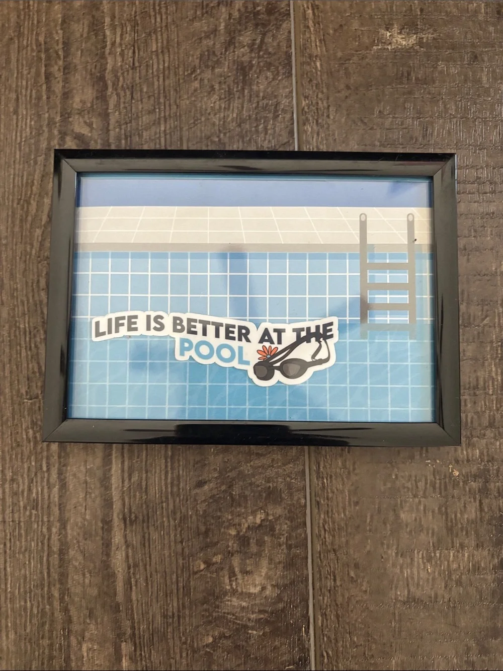 Swim Pool Wall Art Set of 3 - Blue Pool Decor Custom made.